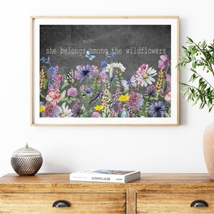 Wildflower Print, Wildflower Wall Art, Digital Download, Floral Print, Nature Art, Watercolor Flowers, Botanical Print, Girls Nursery Print