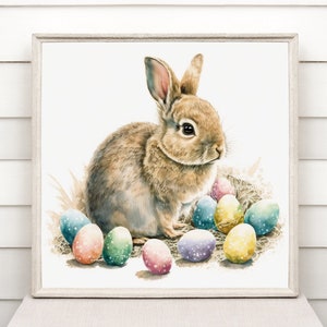 Bunny Wall Art | Easter Bunny Print | Nursery Wall Art | Digital Download | Spring Wall Art | Spring Bunny | Spring Decor | Watercolor Art