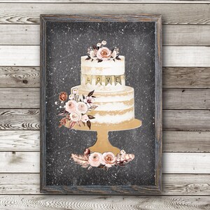 Rustic Cake, Kitchen Wall Art, Baking Print, Baker Gift, Digital Download, Wedding, Cake Lover, Chef Gift, Kitchen Decor, Farmhouse, Bakery