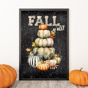 Rustic Fall Wall Art | FALL Y&#39;ALL | Fall Wall Decor | Printable Art | Autumn Print | Pumpkin Wall Art Printable | Chalkboard Art | Farmhouse