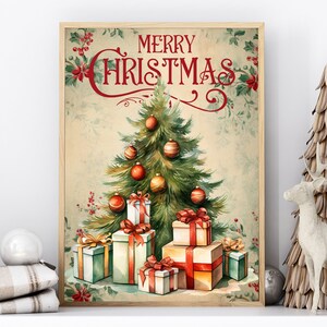 Old Fashioned Christmas Tree, Vintage Christmas Printable, Farmhouse Christmas Print, Digital Download, Holiday Decor, Christmas Wall Art