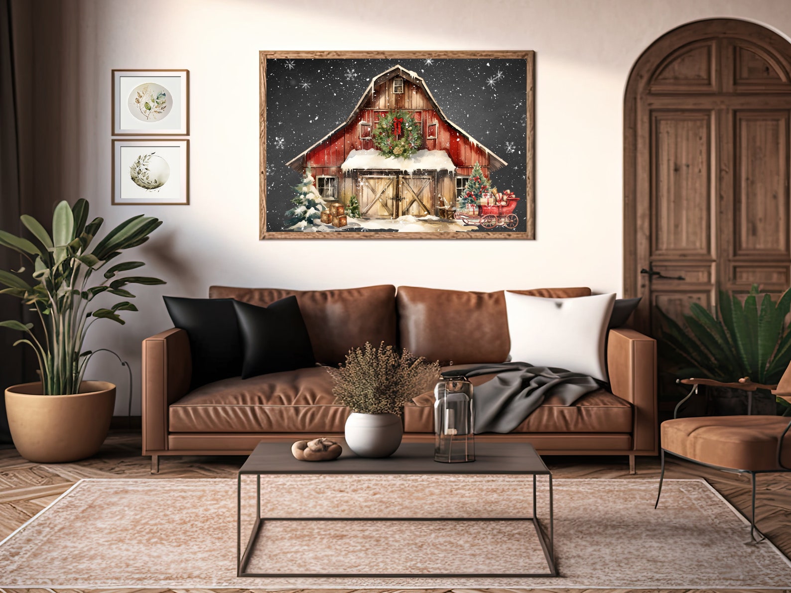 Christmas Barn Print, Rustic Christmas Wall Art, Christmas on the Farm ...