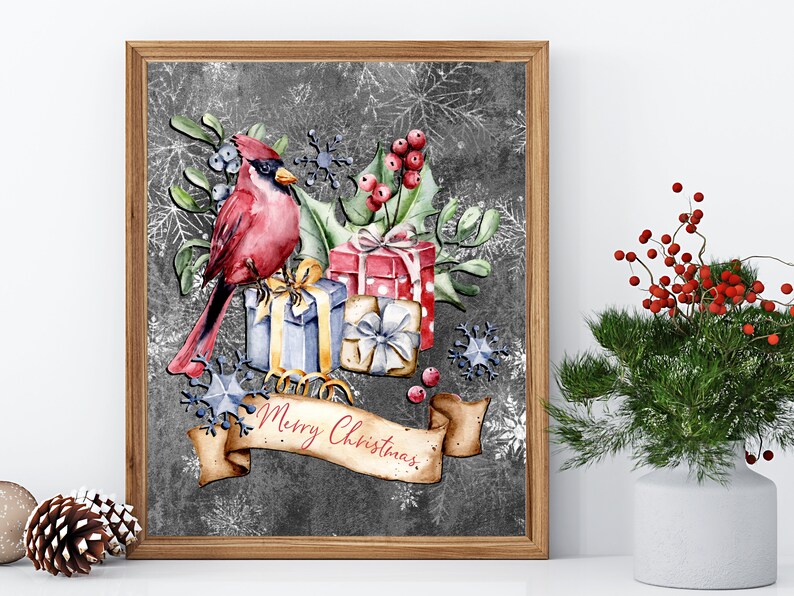 Melrose International Framed Merry Christmas Cardinal Print 16