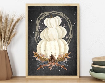 Rustic Pumpkins | Fall Wall Art | Digital Download | Cute Pumpkins | Farmhouse Fall Print | White Pumpkins | Autumn Print | Fall Pumpkins