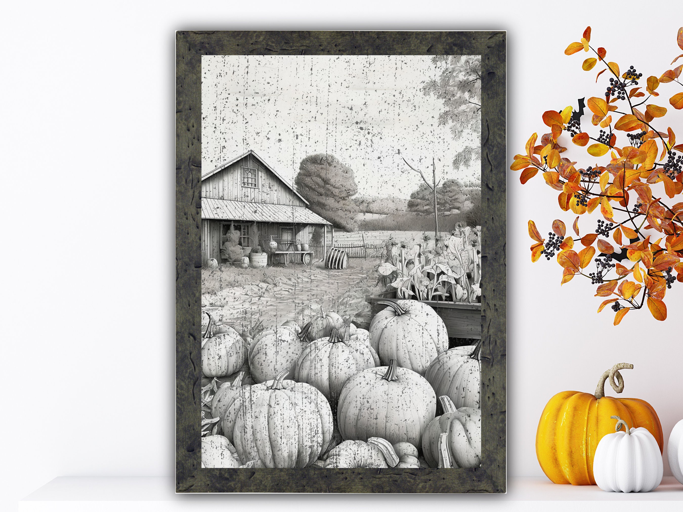 Fall Farmhouse Printable | Rustic Pumpkin Wall Art | Pumpkin Farm ...