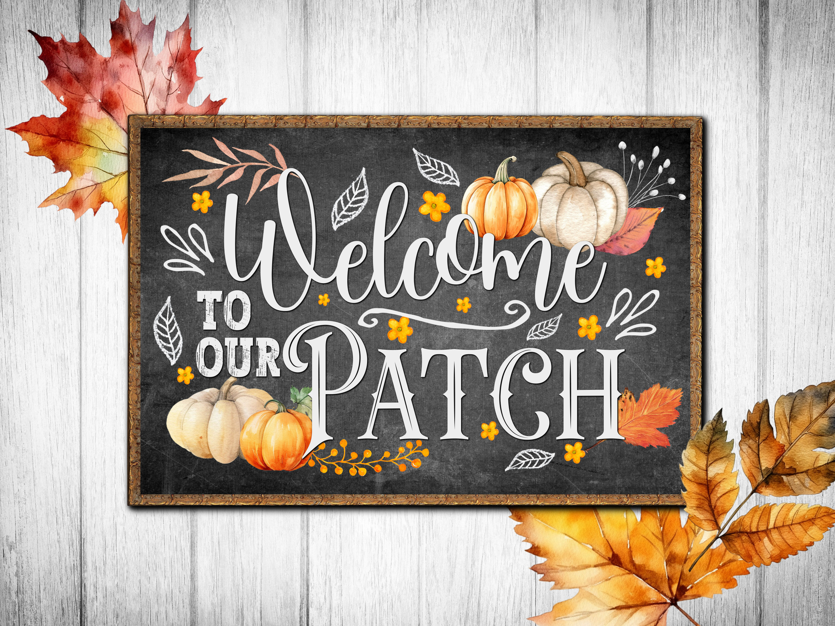 Cartello Metallico Decorativo "Welcome To Our Patch" 20x30 Cm, Rosso Camionetta E Zucca, Stile Vintage Per Casa E Giardino