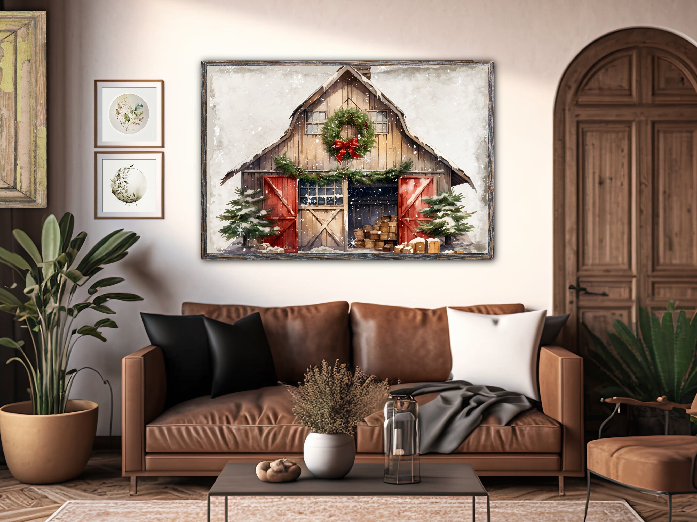 Rustic Barn Printable, Christmas on the Farm, Farmhouse Christmas Print ...