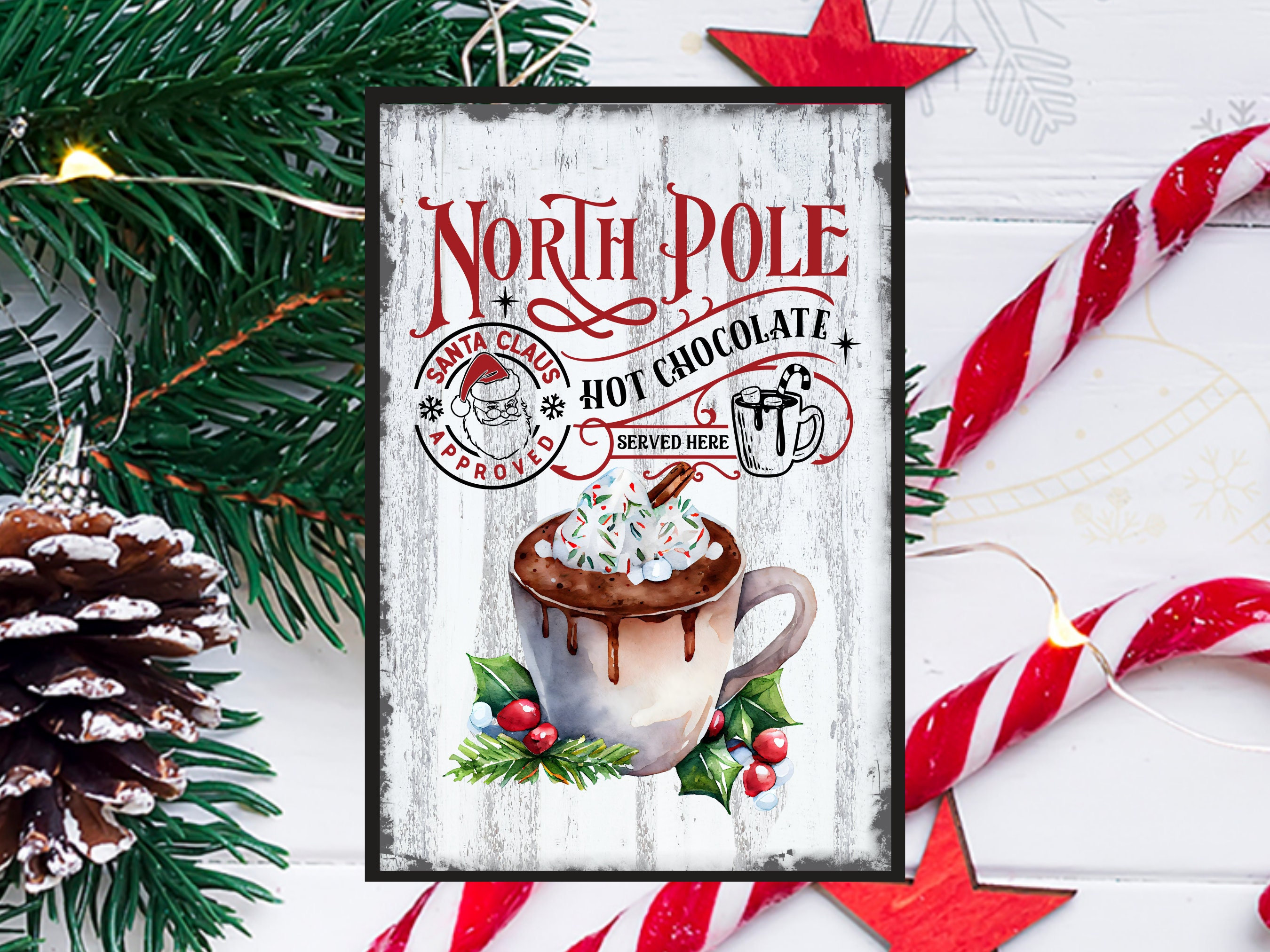 Vixar The North Pole Hot Chocolate Co. Tasse Mit Weihnachten, Bunt, Für Büro, Geburtstag, Weihnachten, Kaffee, Geschenk Für Tee, Schwarz