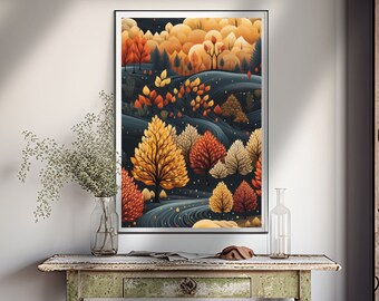 Herbst Landschaft Printable | Herbst Wandkunst | Digitaler Download | Herbst Druck | Herbstfarben | Herbstlandschaft | Herbstblätter | Herbst Landschaft