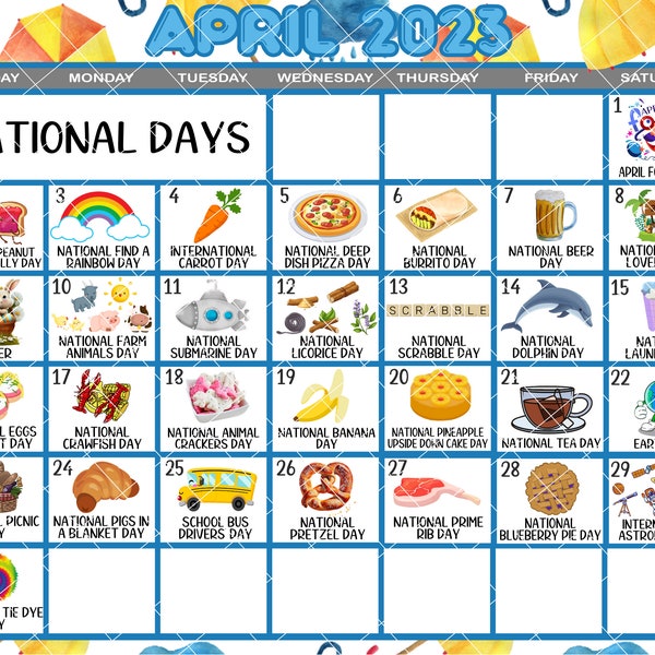 Printable May 2023 National Days Calendar Fun Family Etsy New Zealand