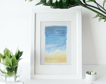 Watercolor waves print, watercolor print, watercolor wall art, home decor, living room decor, bedroom decor, vacation home decor