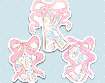 Initial Preppy Grand Millennial Name Personalized Decal | Girly Vintage Style Custom Sticker | Cute Name Granny Chic Sticker | Girly Sticker