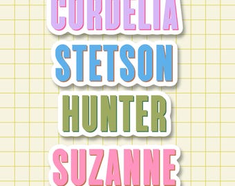 Custom Name Double Layer Shadow Sticker | Water Resistant Block Shadow Sticker, Customized Monogram Sticker, Personalized Sticker Decal