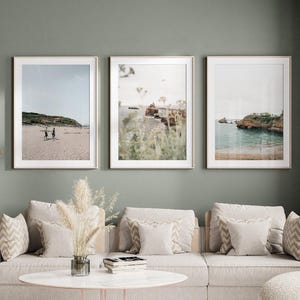 French Basque Country Set of 3 Prints Coastal Wallart Gallery Set Biarritz Photography Beach Cliff Prints Rock Beach Photos Coastal Town Art