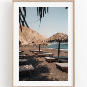 Beach Fine Art Photography - Beach Umbrella Photography Print, Greece Beach Print, Large Coastal Photography, Mediterranean Lifestyle