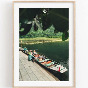 Fotografia de Belas Artes do Vietnã - Fotografia de Rua com Barcos e Arte de Parede do Vietnã, Fotografia de Viagem emoldurada em Hoi An, Vietnã