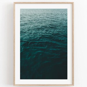 Ocean Photography Wall Art, Teal Waves Print, Minimalist Water Photography, Framed or Unframed image 1