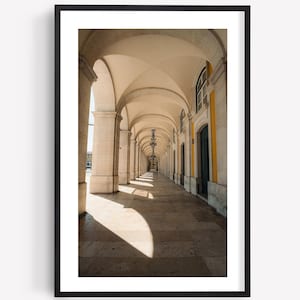 Lisbon Portugal Print, Lisbon City Photography, Arched Hallway, Large Photography Framed , Portugal Photo, Portuguese Architecture Wall Art