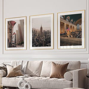 Set di 3 stampe di Manhattan, New York City, da parete, abbinate, con tre stampe, foto di qualità museale, set di New York City, foto incorniciata, grandi poster di viaggio