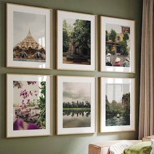 Southeast Asia Travel Photography Set of 6 Vietnam Posters Cambodia Wall Art Thai Prints Asia Photography Gallery Set Framed Museum-quality