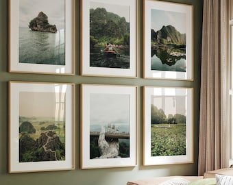 Vietnam Art Nature Gallery Wall Art Set of 6 Print Set Vietnam Artwork Green Photo Poster Framed Wall Decor Vietnamese Travel Photography