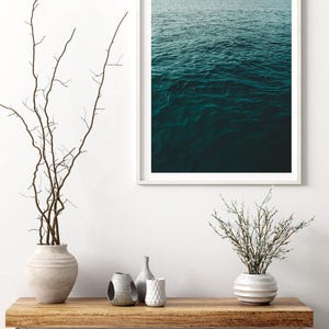 Ocean Photography Wall Art, Teal Waves Print, Minimalist Water Photography, Framed or Unframed image 3