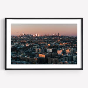 NYC Photography Wall Art, Brooklyn Print, Manhattan Skyline Sunset, New York City Decor image 1