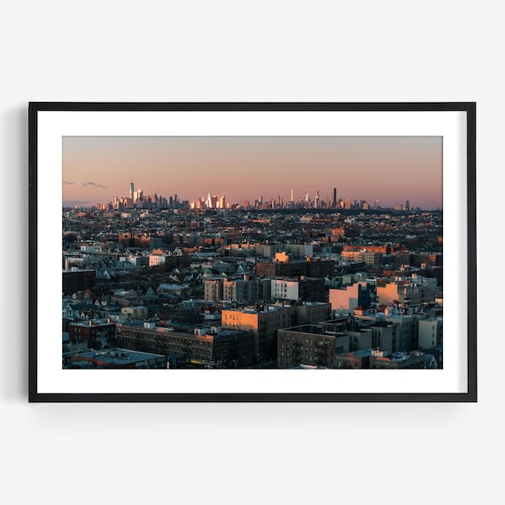 Manhattan Skyline Sunset Photography, Modern New York Wall Art, NYC Artwork, Frame Large Wall Art, Fine Art Photography, Brooklyn Poster
