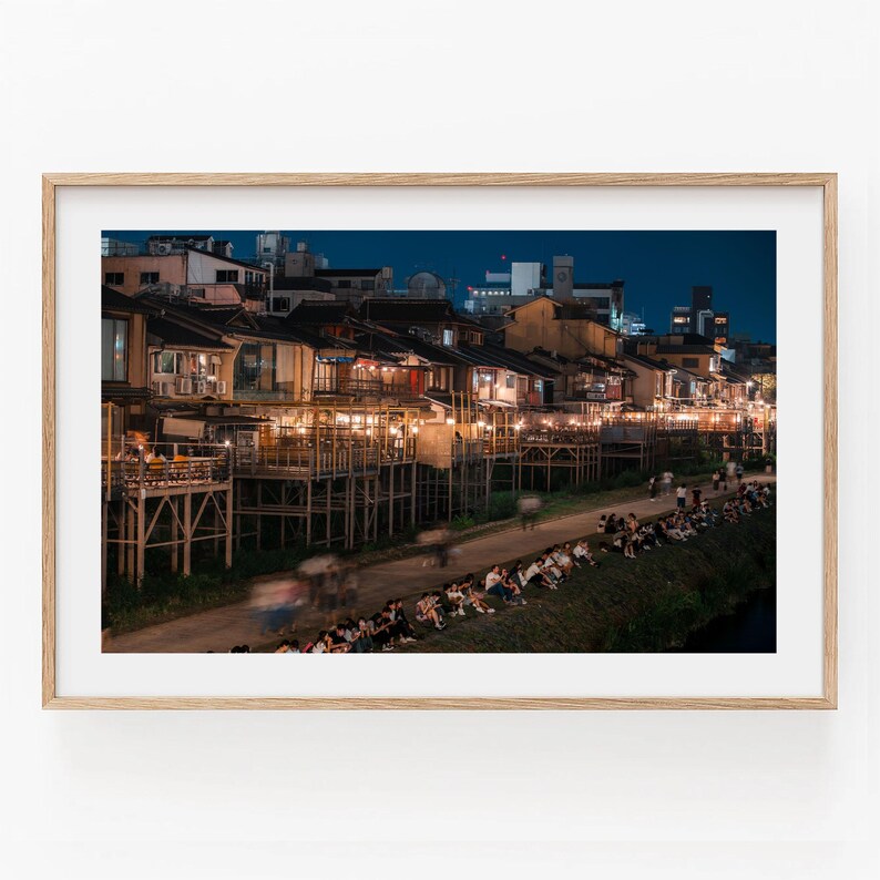 Kyoto Kamo River Night Photography, Japan Travel Print, Wall Decor, Gion District, Street Photography, Modern Japan, Japanese Fine Art Print image 2