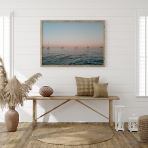 Sunset Sailboat Photography Wall Art: Santorini Print, Greece Coastal Home Decor image 5