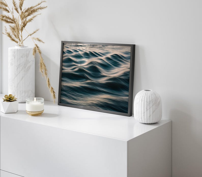 Ocean Photography Wall Art, Teal Wave Print, Coastal Home Decor, Framed or Unframed image 7