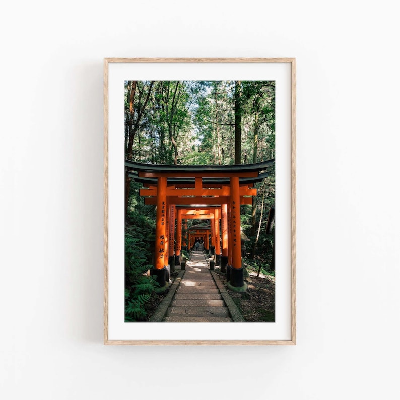 Japan Photography Wall Art, Fushimi Inari Shrine Print, Kyoto Torii Gates, Zen Forest Photo image 1