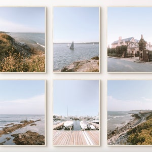 Newport RI Wall Art Instant Download Set of 6 Harbor Nautical Decor Cliffwalk Newport Photography Rhode Island Anniversary Gift Printable