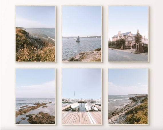 Newport RI Wall Art Instant Download Set of 6 Harbor Nautical Decor Cliffwalk Newport Photography Rhode Island Anniversary Gift Printable