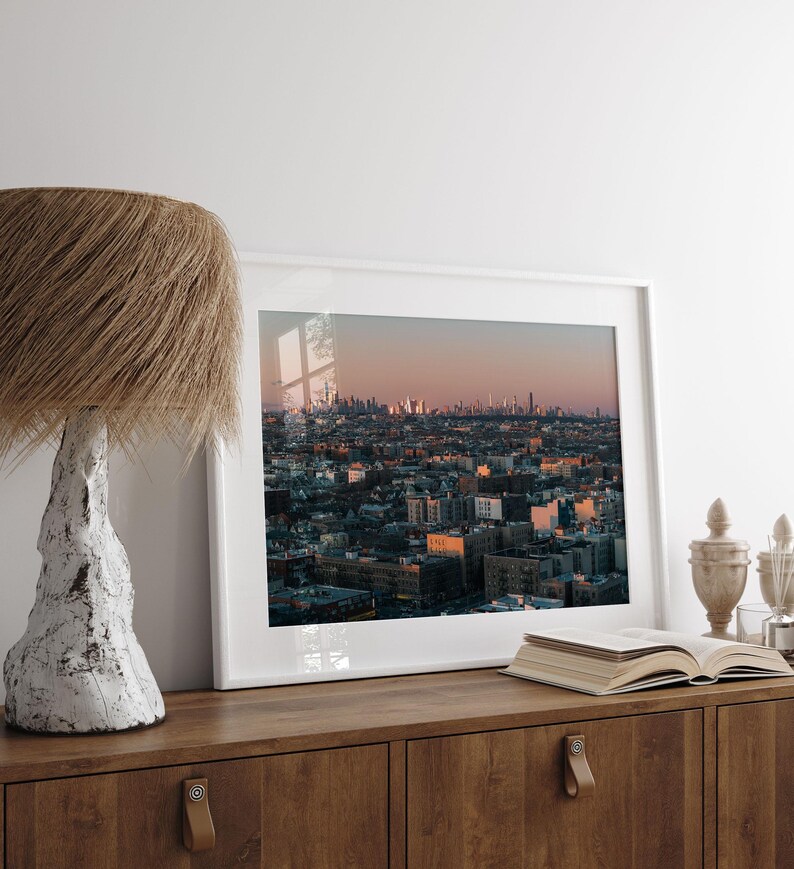 NYC Photography Wall Art, Brooklyn Print, Manhattan Skyline Sunset, New York City Decor image 5