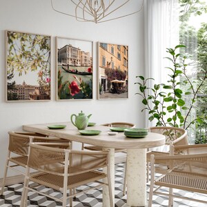 Italy Photography Wall Art, Set of 3, Floral Rome & Venice Photo Prints image 2