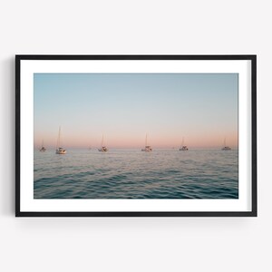 Sunset Sailboat Photography Wall Art: Santorini Print, Greece Coastal Home Decor image 3