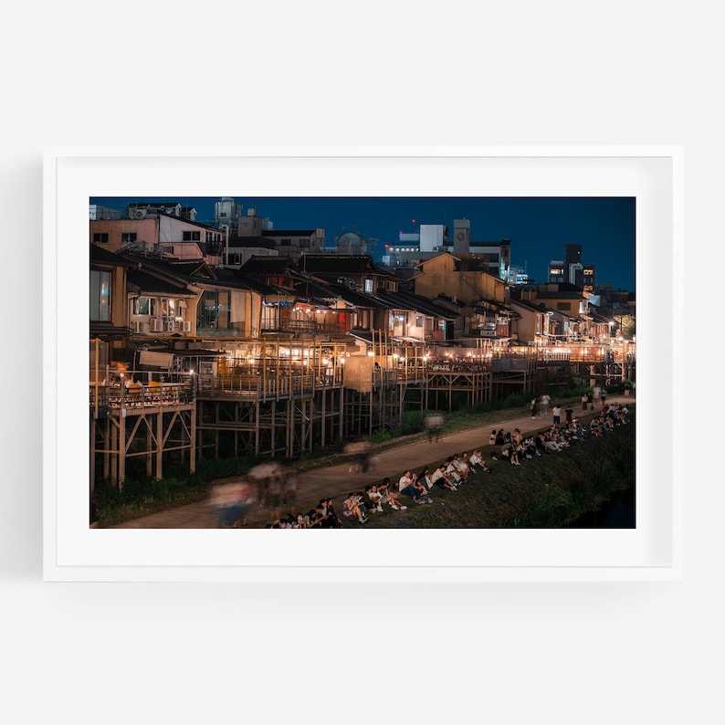 Kyoto Kamo River Night Photography, Japan Travel Print, Wall Decor, Gion District, Street Photography, Modern Japan, Japanese Fine Art Print image 3