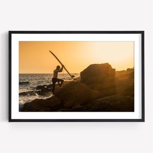 Surf Fine Art Photography - Surfer Photo Print, Coastal Ocean Surf, Sunset Surf, Surf Wall Art Gift, Framed Surf Photography Home Decor
