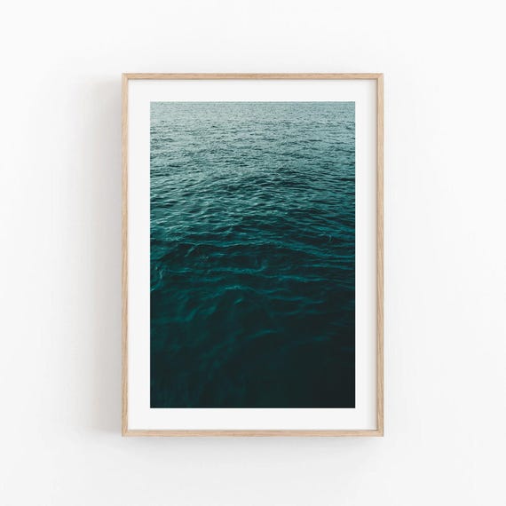 Ocean Photography Wall Art, Teal Waves Print, Minimalist Water Photography, Framed or Unframed