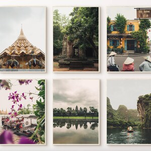 Southeast Asia Travel Photography Set of 6 Vietnam Posters Cambodia Wall Art Thai Prints Asia Photography Gallery Set Framed Museum-quality 画像 3