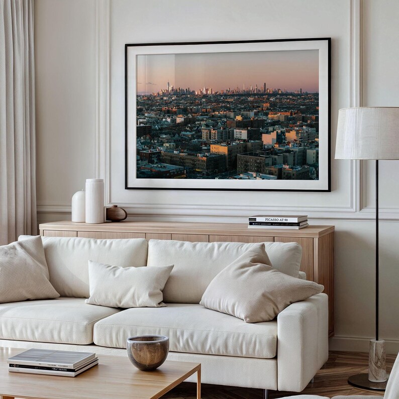 NYC Photography Wall Art, Brooklyn Print, Manhattan Skyline Sunset, New York City Decor image 2