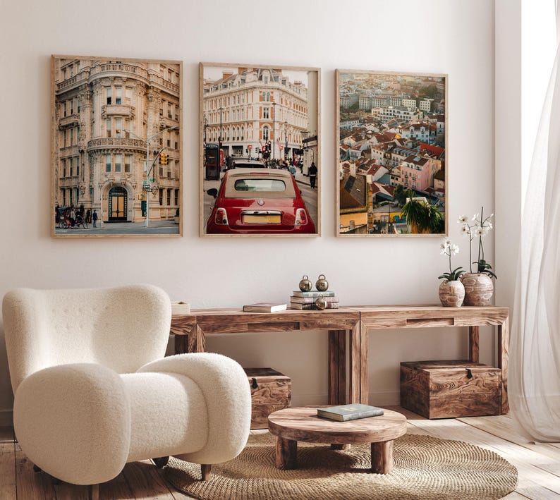 City Travel Photography Print Set, New York, London, Lisbon, Destination Wall Art image 1