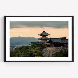 Kyoto Photography Wall Art, Kiyomizu-dera Temple Sunset, Zen Home Decor, Framed or Unframed