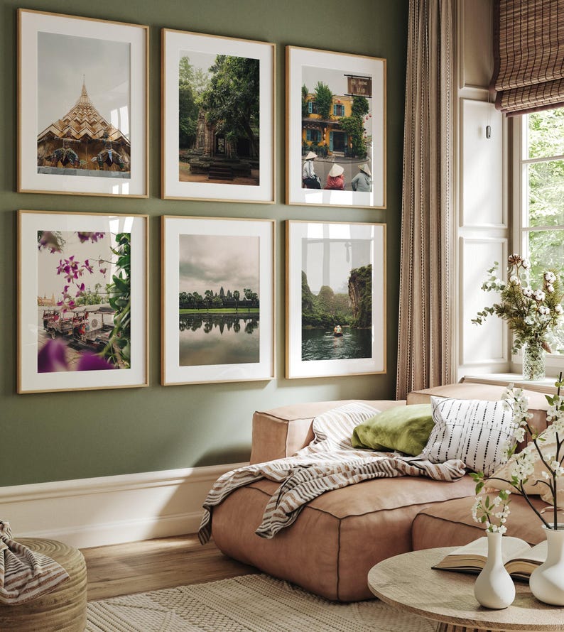 Southeast Asia Travel Photography Set of 6 Vietnam Posters Cambodia Wall Art Thai Prints Asia Photography Gallery Set Framed Museum-quality 画像 1