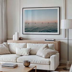 Sunset Sailboat Photography Wall Art: Santorini Print, Greece Coastal Home Decor image 4