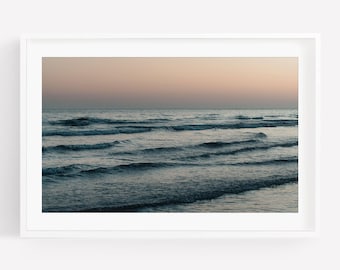 Ocean Photography Wall Art, Sunset Coastal Home and Office Decor, Taghazout Morocco, Minimalist Seascape