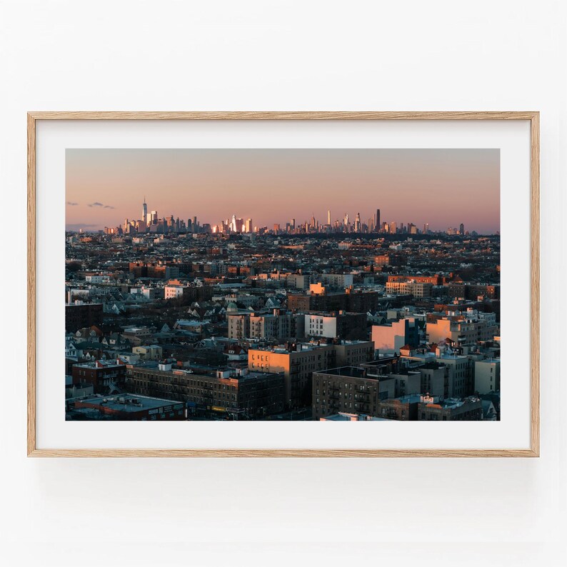 NYC Photography Wall Art, Brooklyn Print, Manhattan Skyline Sunset, New York City Decor image 3