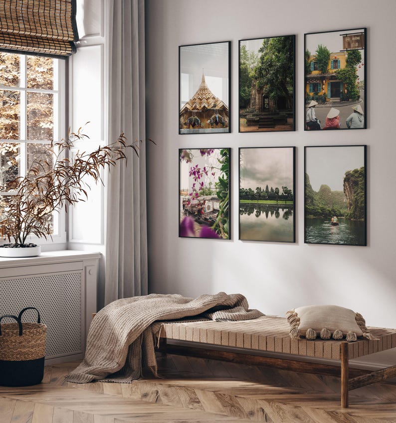 Southeast Asia Travel Photography Set of 6 Vietnam Posters Cambodia Wall Art Thai Prints Asia Photography Gallery Set Framed Museum-quality 画像 2