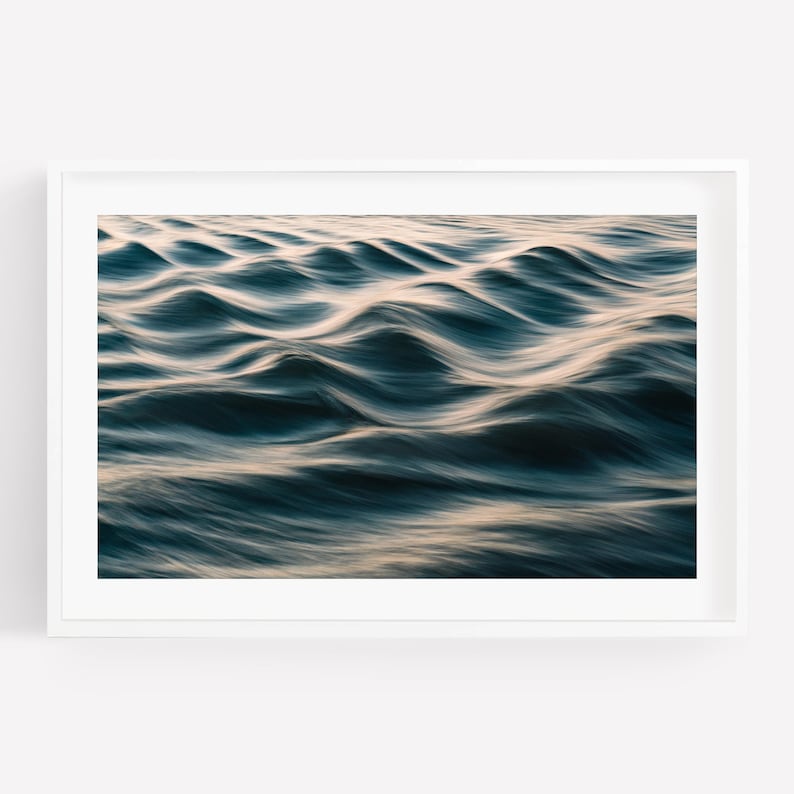 Ocean Photography Wall Art, Teal Wave Print, Coastal Home Decor, Framed or Unframed image 4